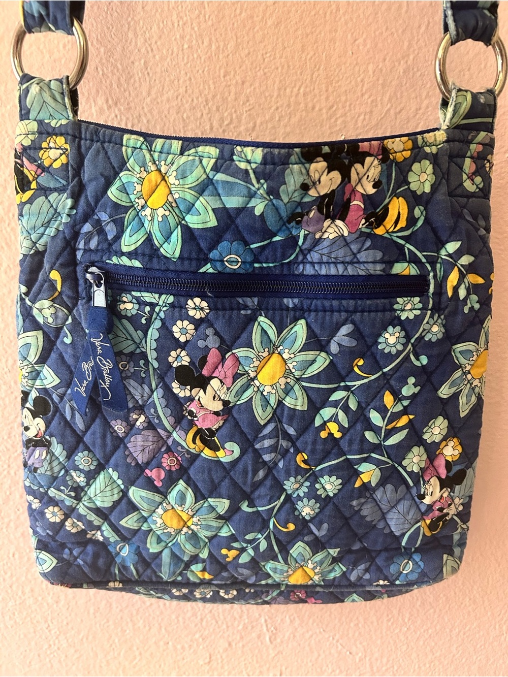 “Dreaming with Mickey” Disney Vera Bradley Blue Quilted Crossbody Bag - Picture 3 of 7